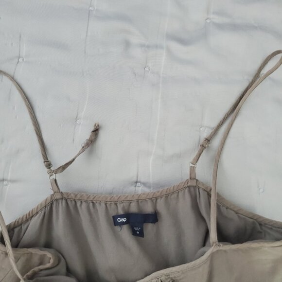 Gap Vintage Sandy Taupe Drop Waist Pleated Strappy Midi Dress - Picture 14 of 16